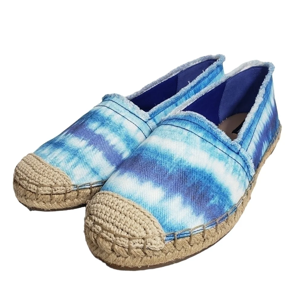 Nine West Maybe Medium Blue Fabric Espadrille Flats Sz 7.5M